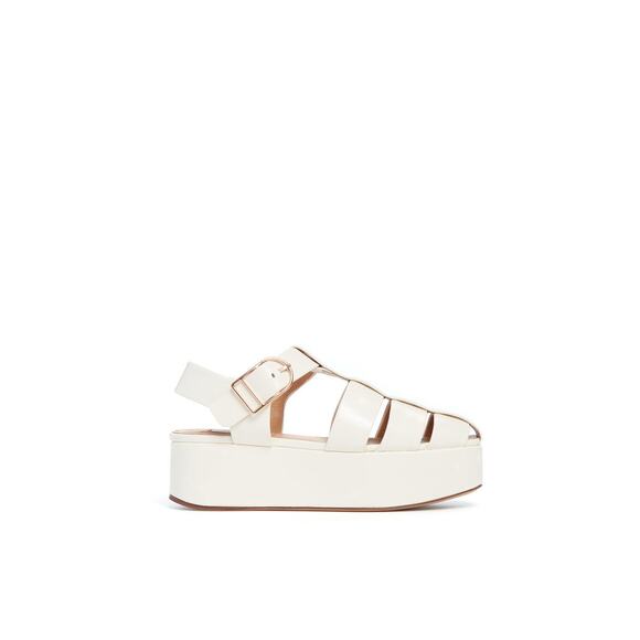 Gabriela Hearst Mila Plateau Leather Sandals Cream Size 10 EU 40
